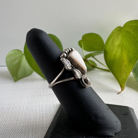 Sterling Silver White Stone Ring Size 6.5 - Picture 3 of 9